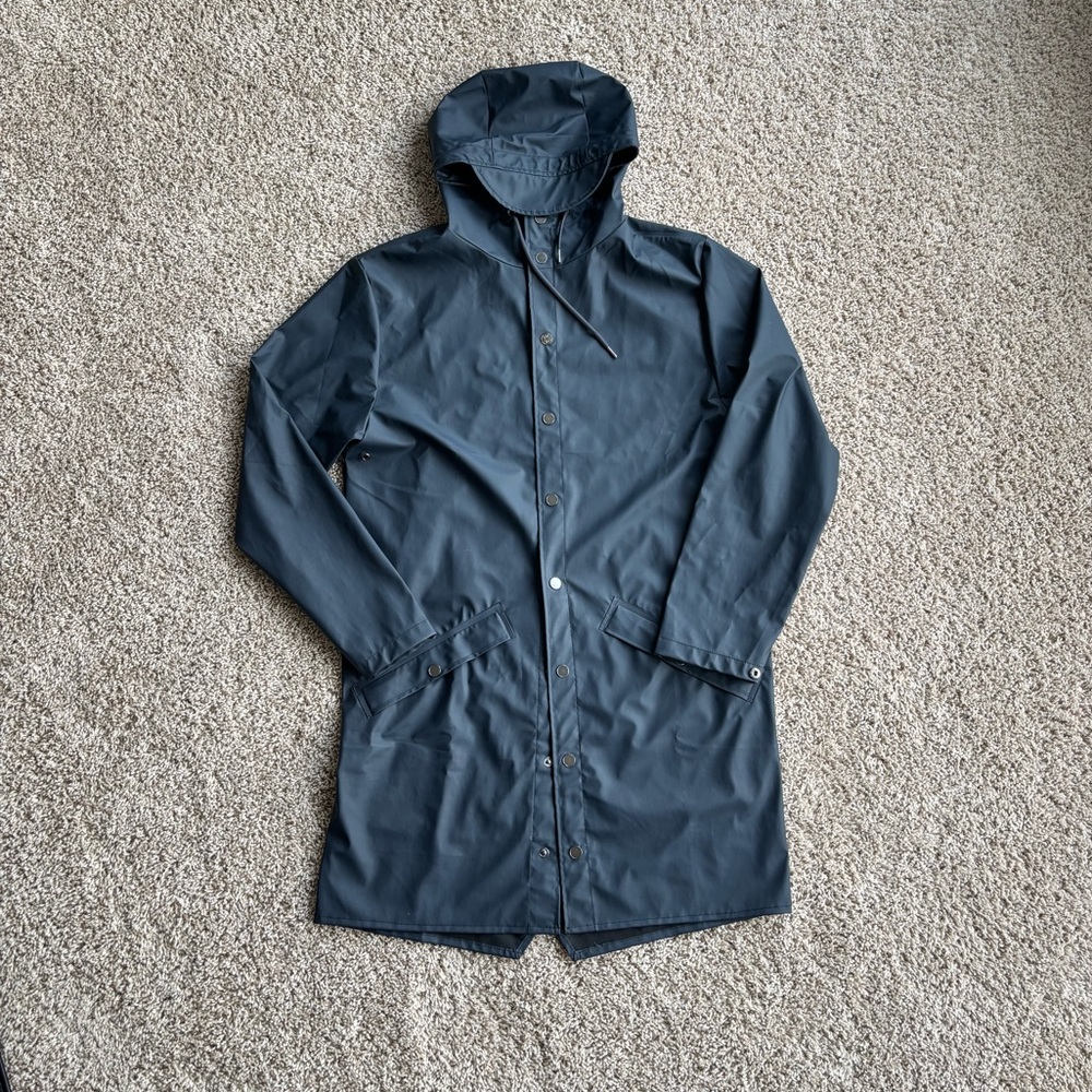 Rains Long Jacket in Navy